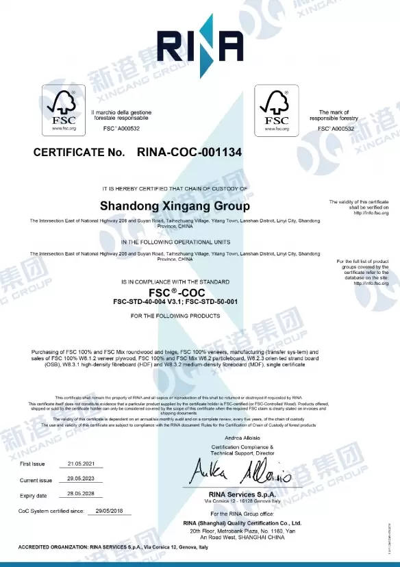 Certificaat nr. Rina-COC-001134