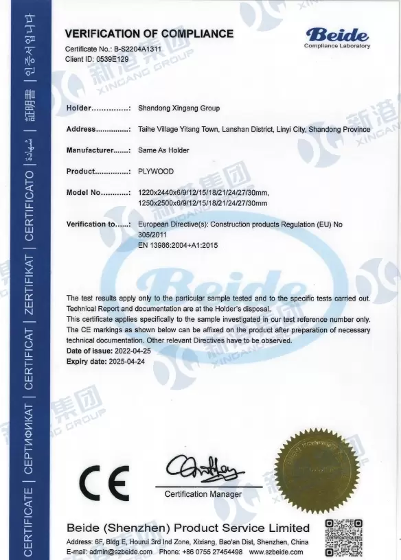 Verificatie van naleving - PLYWOOD