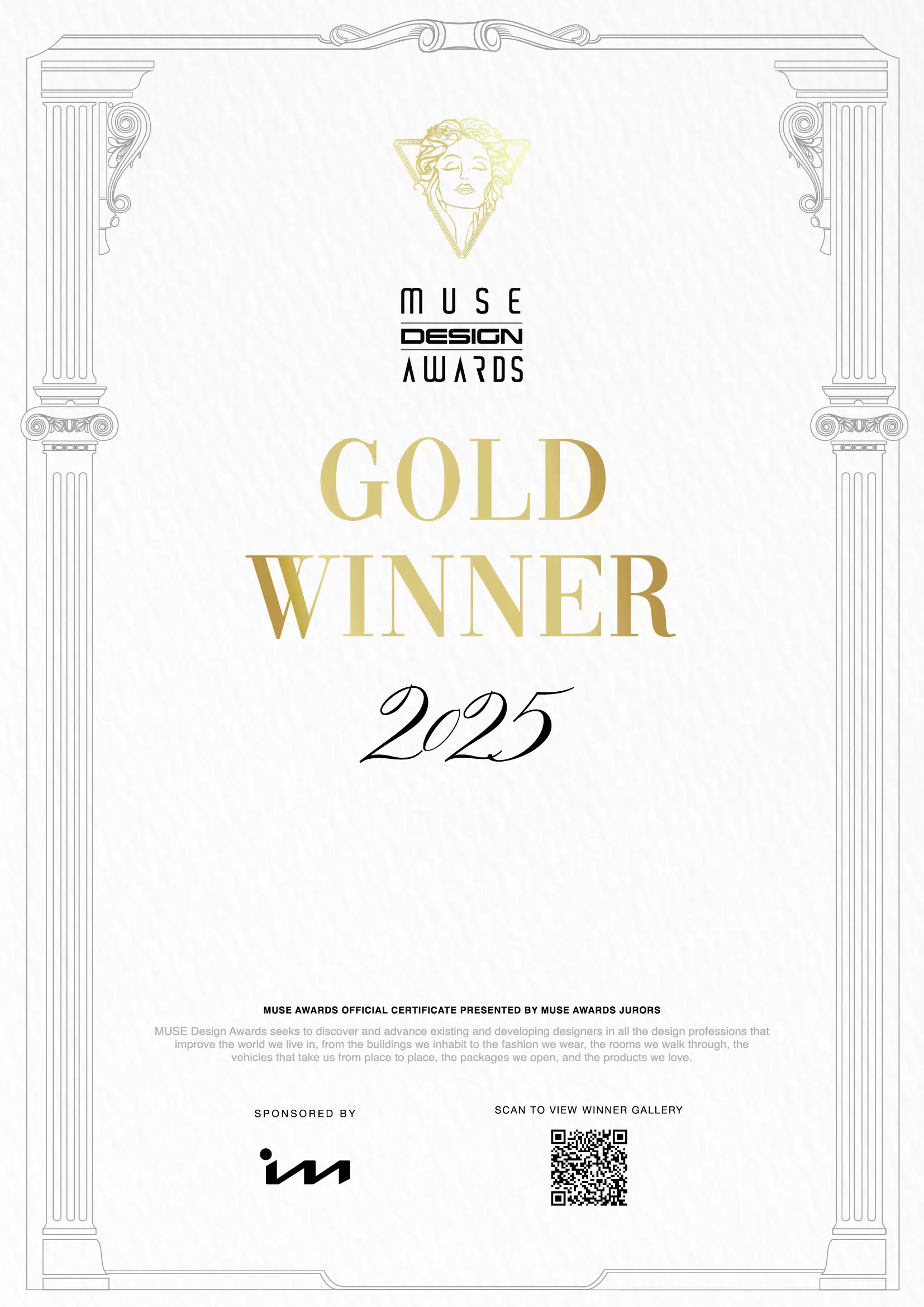 XINGANG BIONIC F-LSB heeft de gouden medaille gewonnen bij de Muse Design Awards!